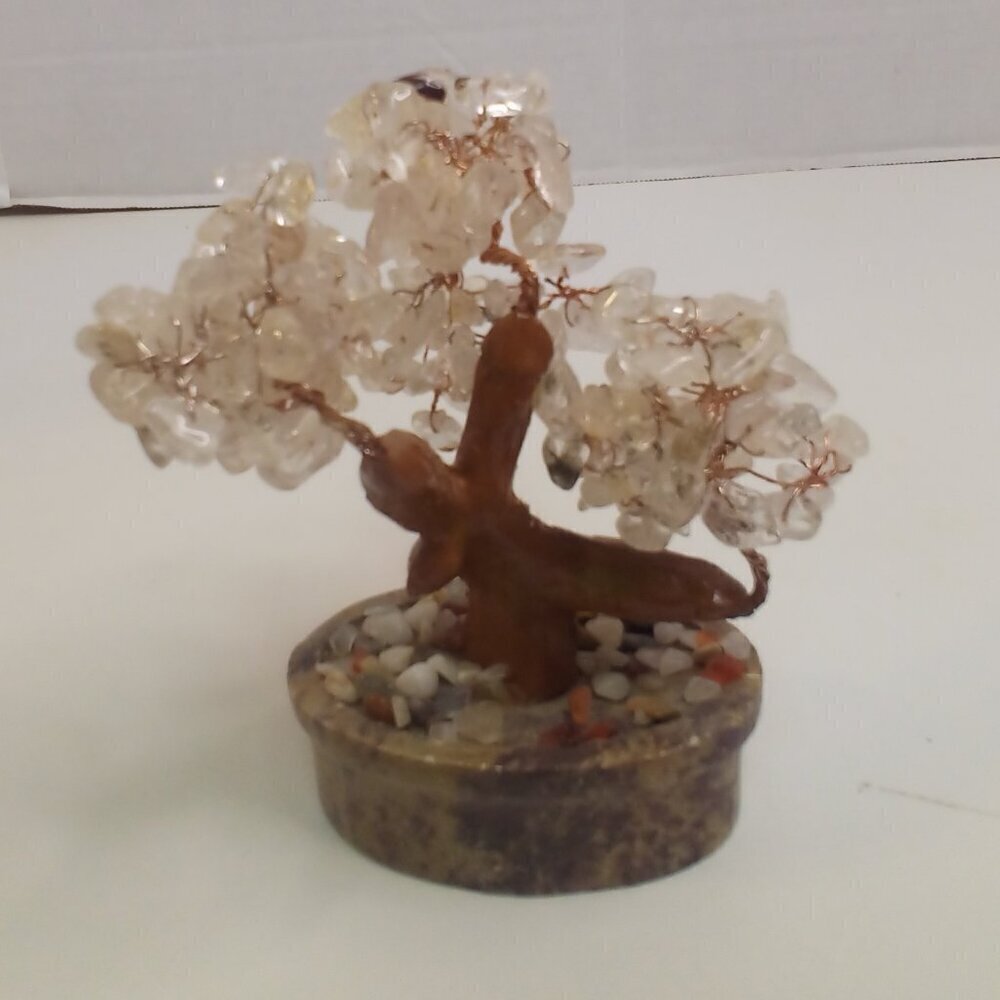 Gem Tree Twisted Copper Wire White Stones 6" Tall 3.5" Wide Decorative Decor